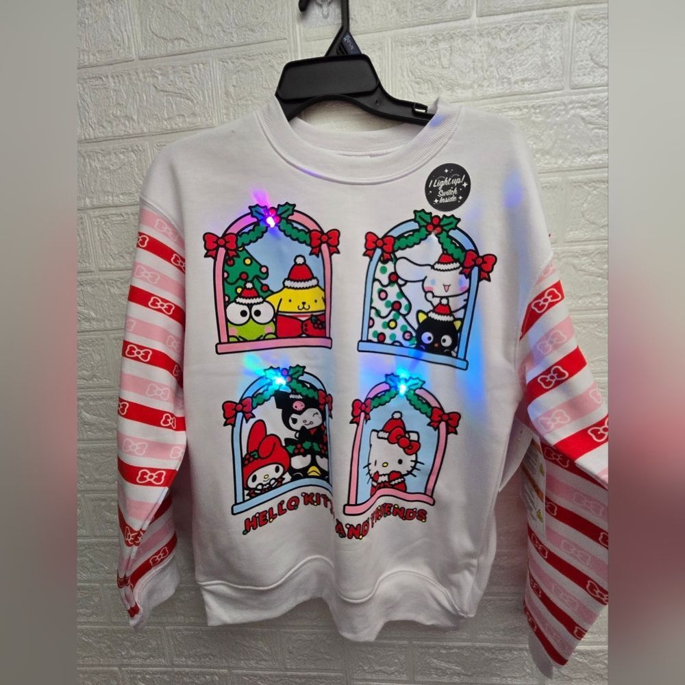 Hello Kitty and Friends Women Light Up Christmas Graphic Sweatshirt Long Sleeve